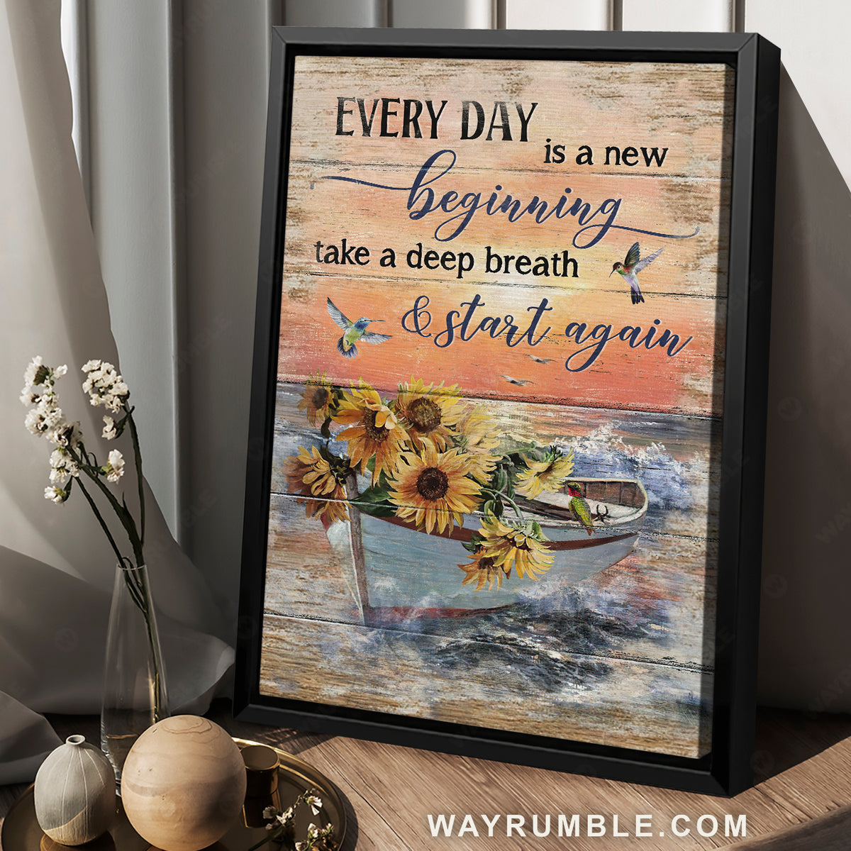 Boat drawing, Sunflower vase, Pretty sunset, Every day is a new beginning - Jesus Portrait Canvas Prints, Christian Wall Art