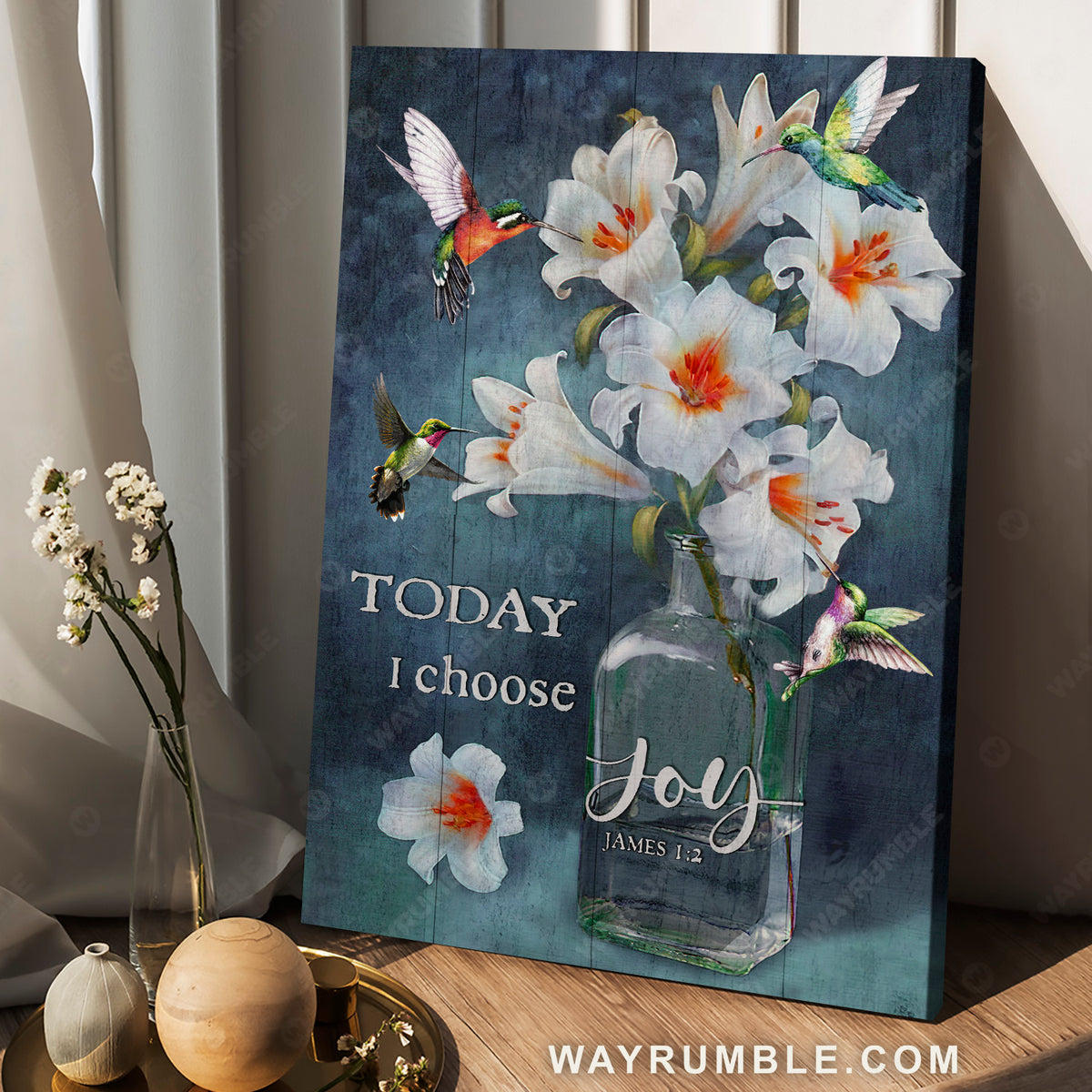 Brilliant lily, Pretty hummingbird, Today I choose joy - Jesus Portrait Canvas Prints, Christian Wall Art