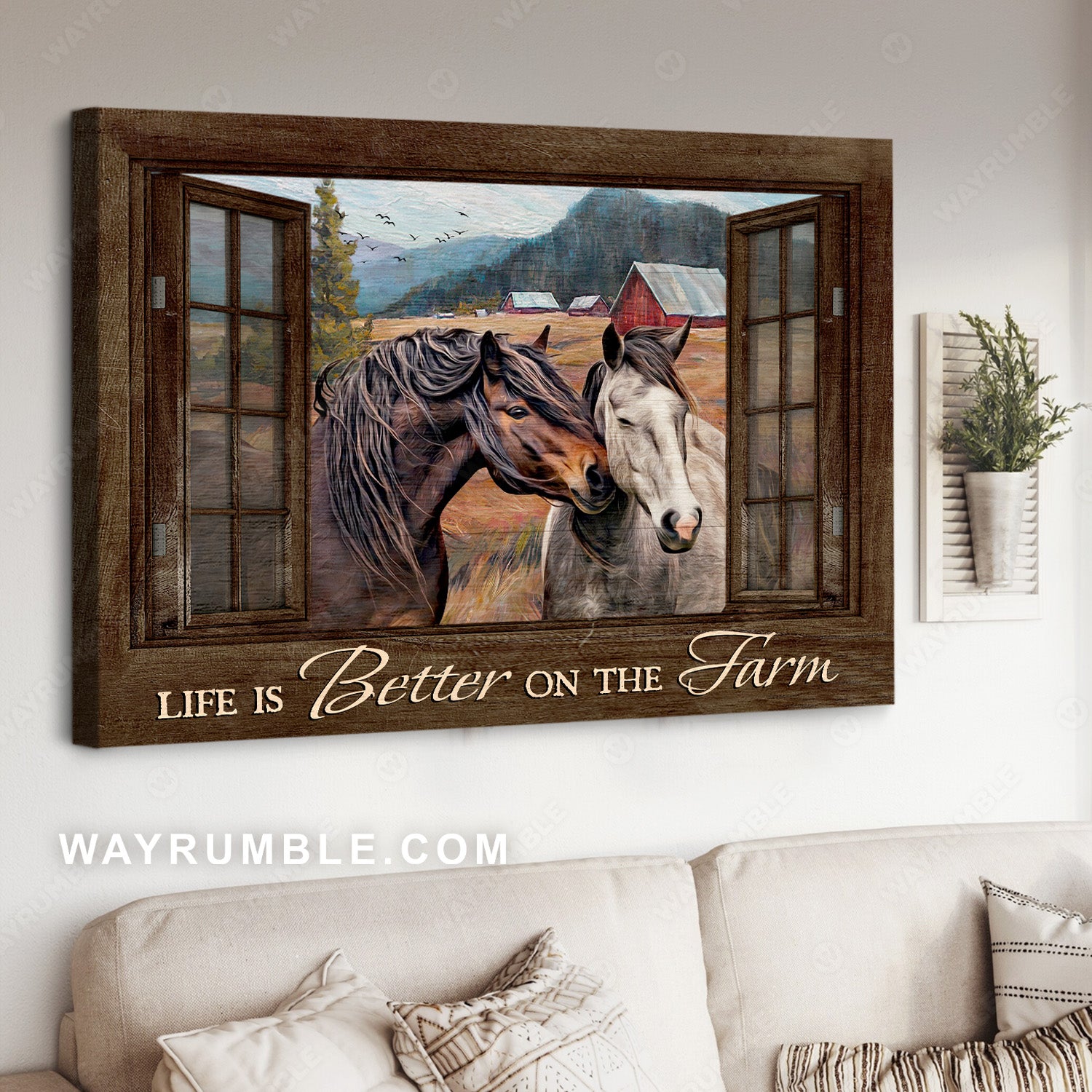 Happy horse, Rice field, Countryside drawing, Life is better on the farm - Jesus Landscape Canvas Prints, Christian Wall Art