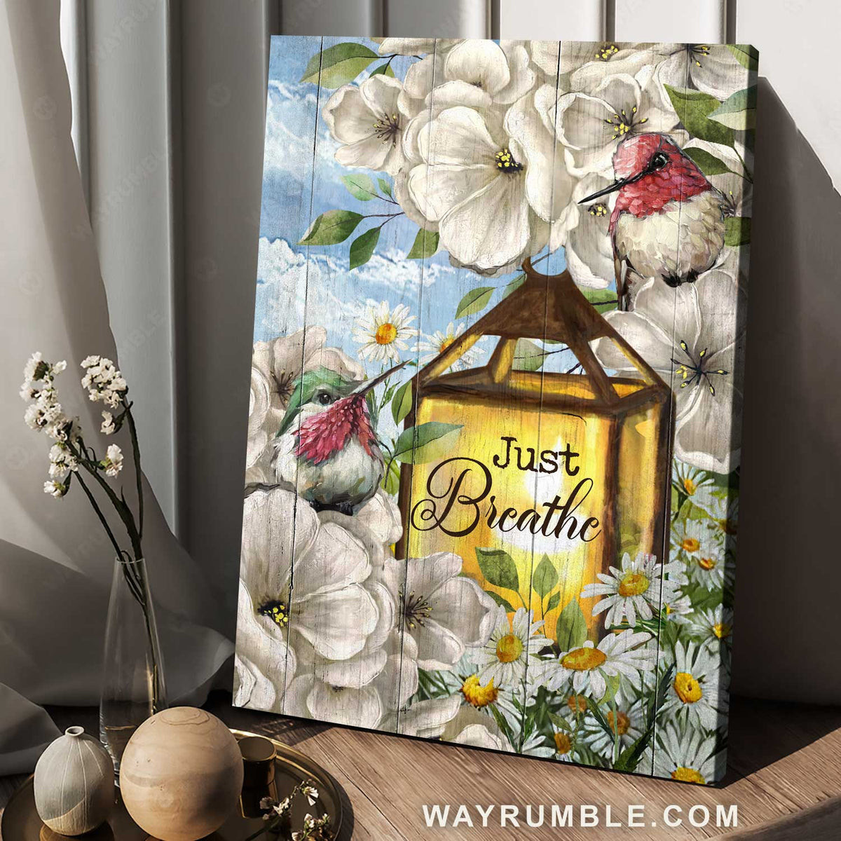 Pretty lantern, Camellia forest, Cute hummingbird, Just breathe - Jesus Portrait Canvas Prints, Christian Wall Art
