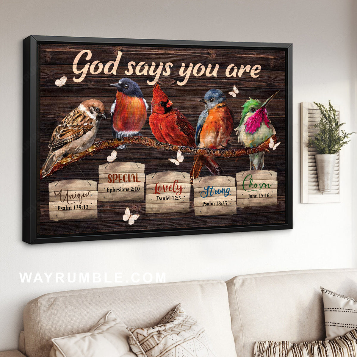 Stunning bird, Red cardinal, Eastern bluebird, God says you are unique - Jesus Landscape Canvas Prints, Home Decor Wall Art