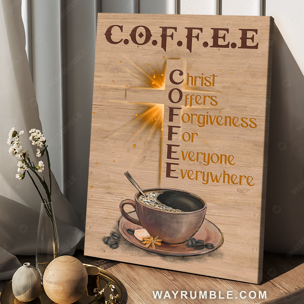 Coffee painting, Wooden background, Christ offers forgiveness for everyone - Jesus Portrait Canvas Prints, Christian Wall Art