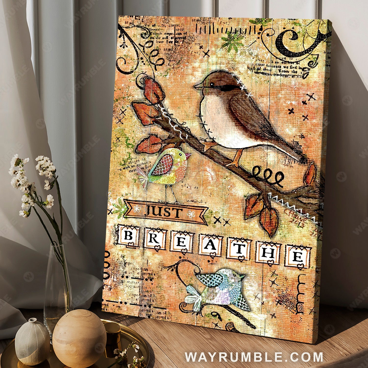 Cute sparrow, Vintage artwork, Just breathe - Jesus Portrait Canvas Prints, Christian Wall Art