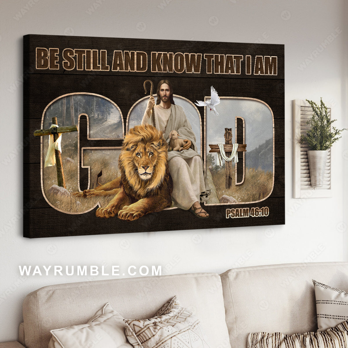 Jesus is coming, Stunning lion, White dove, Be still and know that I am God - Jesus Landscape Canvas Prints, Home Decor Wall Art