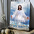 Drawing of Jesus, Blue sky painting, White halo, Jesus is my savior - Jesus Portrait Canvas Prints, Home Decor Wall Art