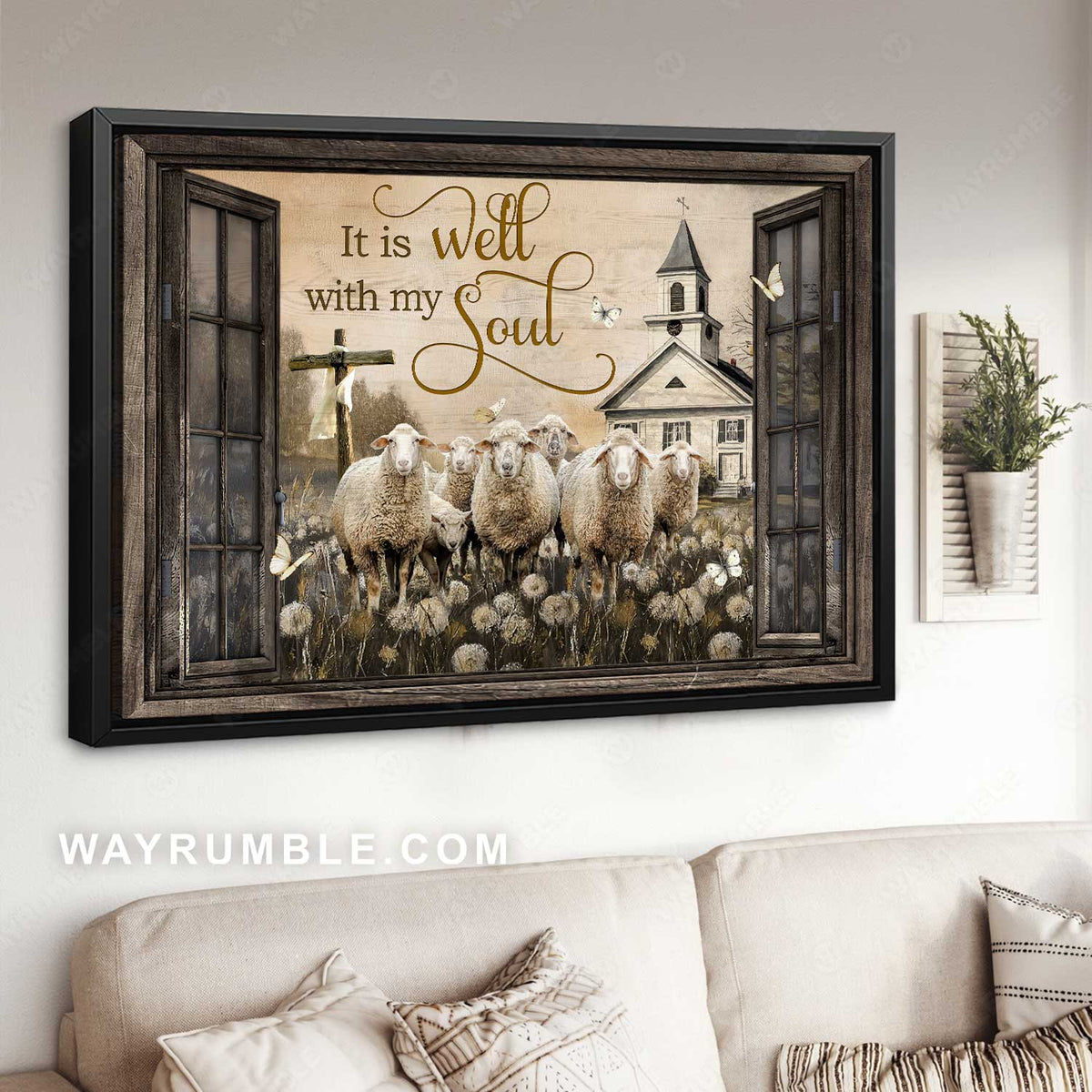 Amazing lamb of God, Dandelion field, Church, It is well with my soul - Jesus Landscape Canvas Prints, Home Decor Wall Art