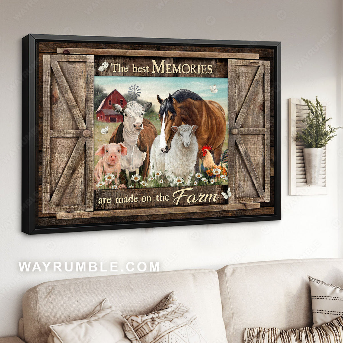 Cute sheep, Animal painting, The best memories are made on the farm - Jesus Landscape Canvas Prints, Christian Wall Art