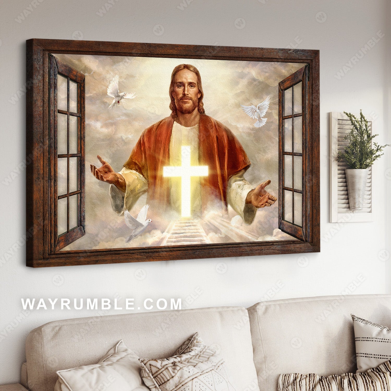 The life of Jesus, Beautiful cross, Dove drawing, Come with me - Jesus Landscape Canvas Prints, Christian Wall Art