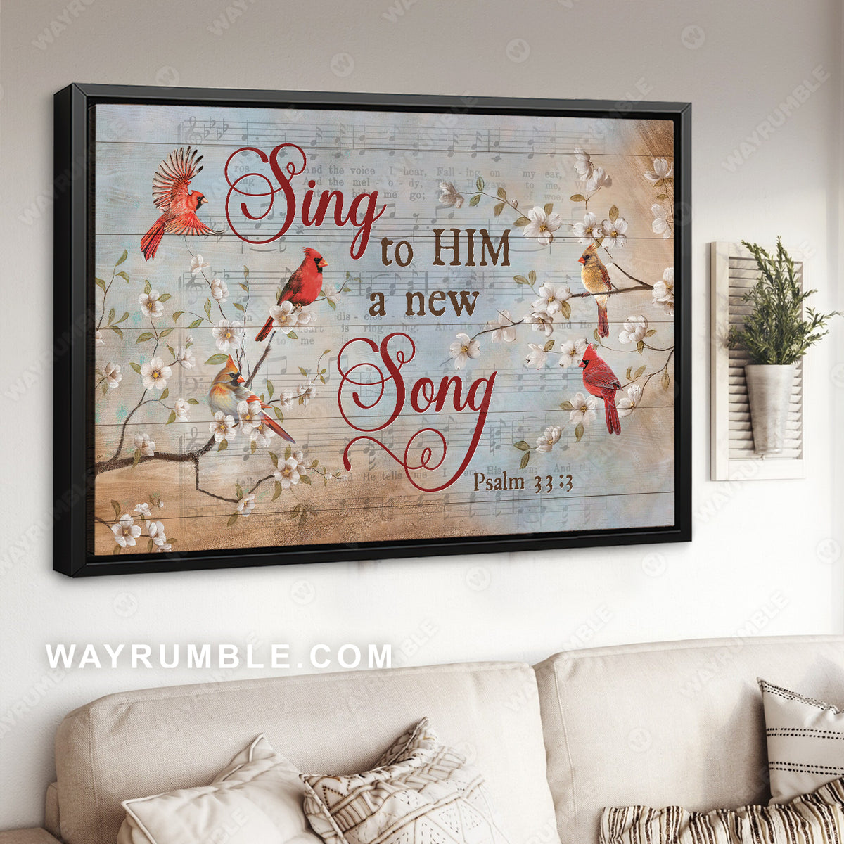 Spring vibe, Jasmine forest, Lucky cardinal, Sing to him a new song - Jesus Landscape Canvas Prints, Home Decor Wall Art