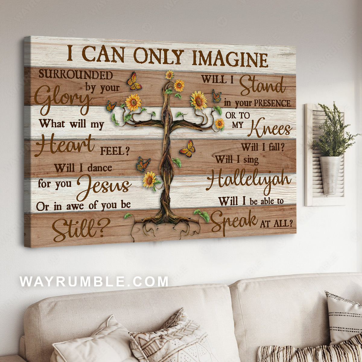 Unique tree, Sunflower painting, Beautiful butterfly, I can only imagine - Jesus Landscape Canvas Prints, Christian Wall Art