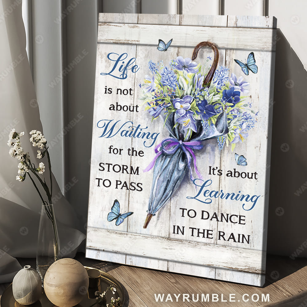 Pretty umbrella, Purple flower garden, It's about learning to dance in the rain - Jesus Portrait Canvas Prints, Christian Wall Art
