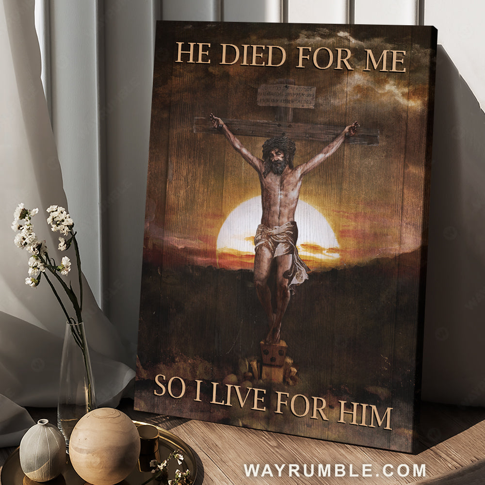 The life of Jesus, Pray for healing, Sunset, He died for me - Jesus Portrait Canvas Prints, Christian Wall Art