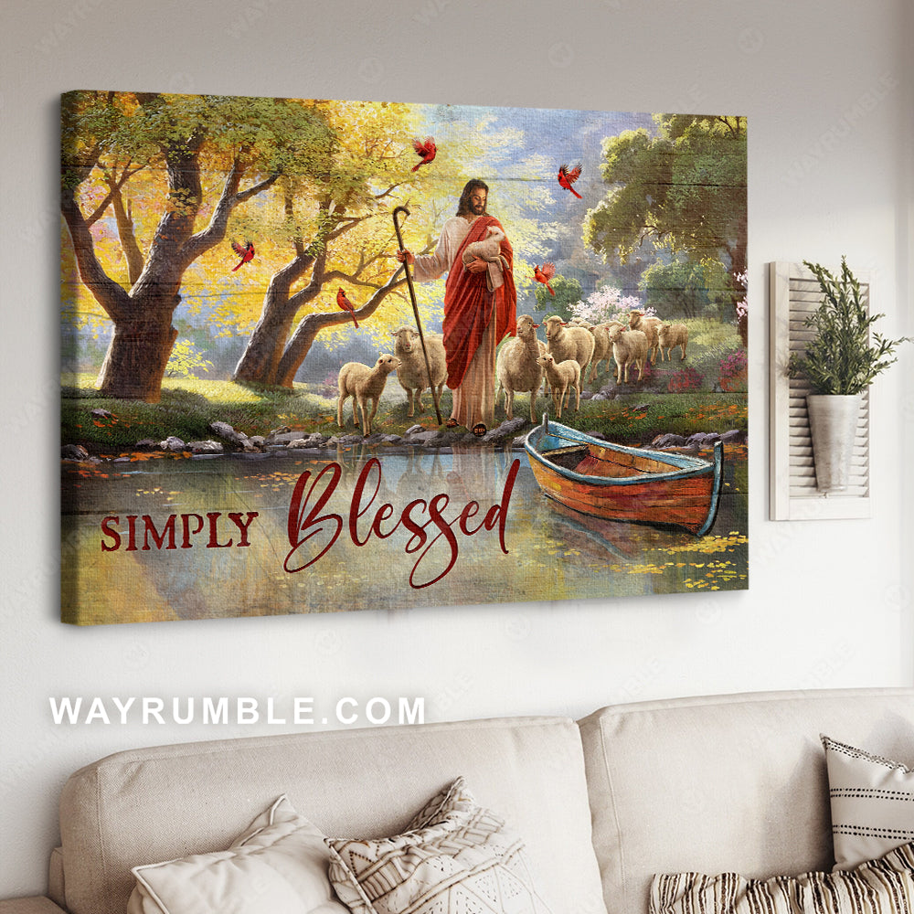 Summer forest, Walking with Jesus, Lamb of God, Simply blessed - Jesus Landscape Canvas Prints, Christian Wall Art