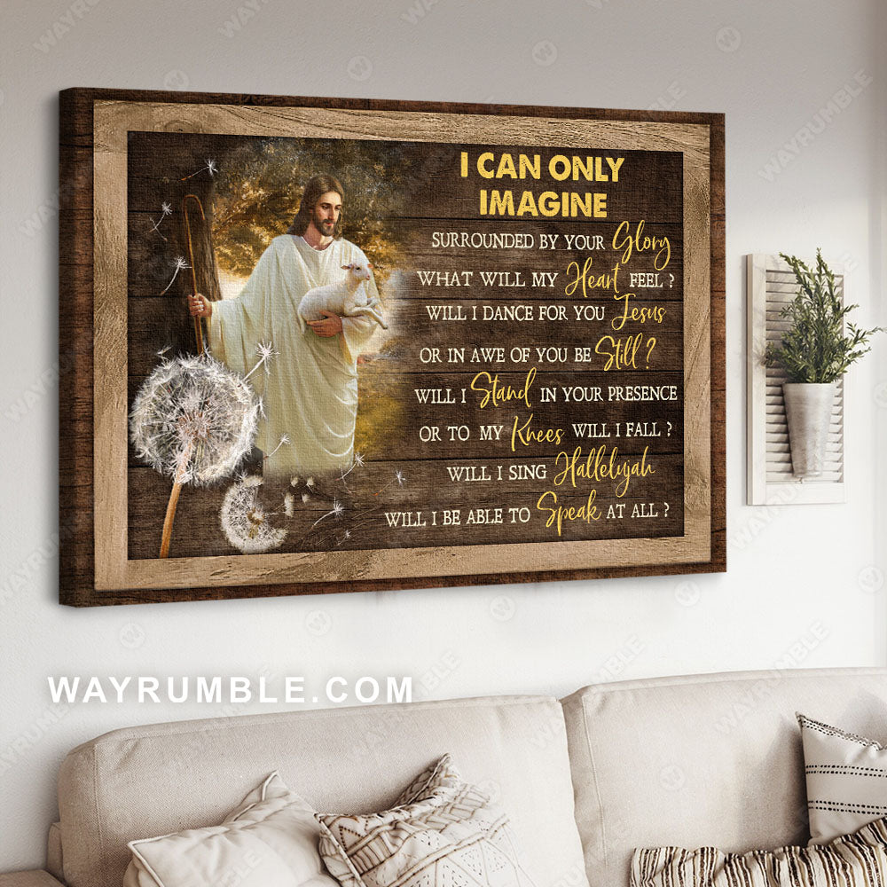 Dandelion painting, Walking with Jesus, Lamb of Jesus, Sunny day, I can only imagine - Jesus Landscape Canvas Prints, Christian Wall Art