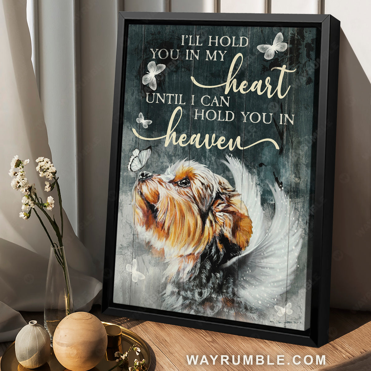 Yorkshire Terrier, Angel wings, Crystal butterfly, I&#39;ll hold you in my heart - Jesus Portrait Canvas Prints, Christian Wall Art