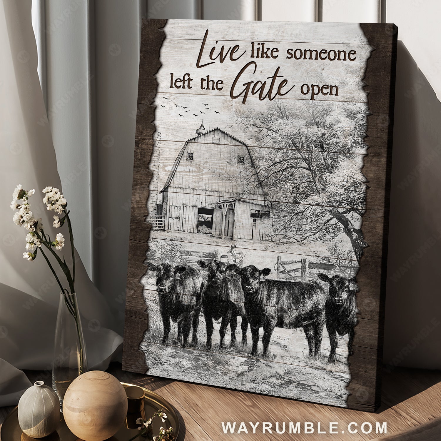 Vintage painting, Black and white drawing, Black cow, Live like someone - Jesus Portrait Canvas Prints, Home Decor Wall Art