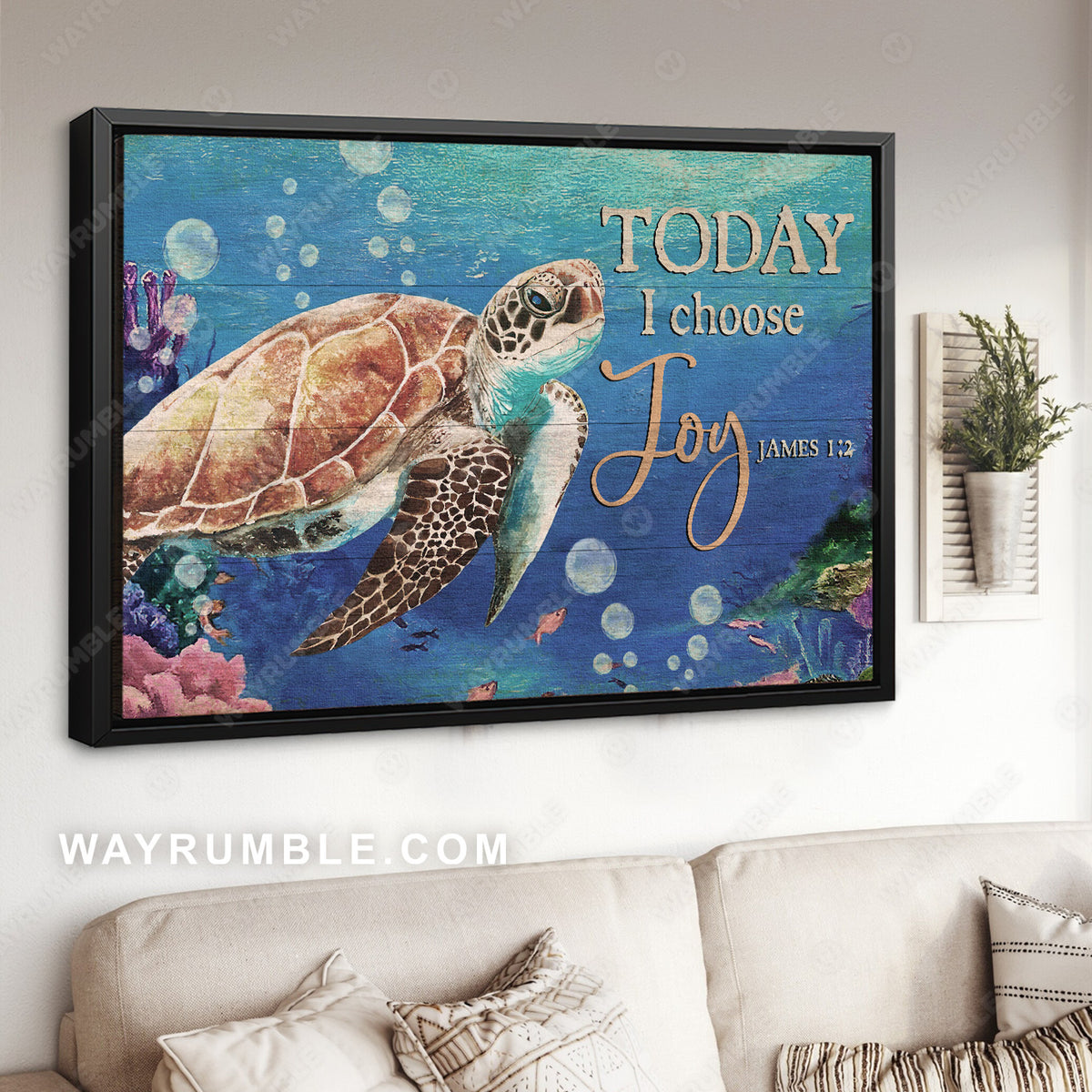 Big sea turtle, Ocean painting, Water balloons, Today I choose joy - Jesus Landscape Canvas Prints, Christian Wall Art