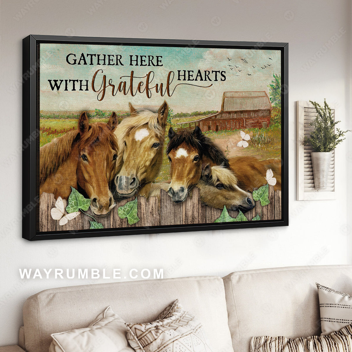 Quarter horses, Countryside drawing, Gather here with grateful hearts - Jesus Landscape Canvas Prints, Christian Wall Art