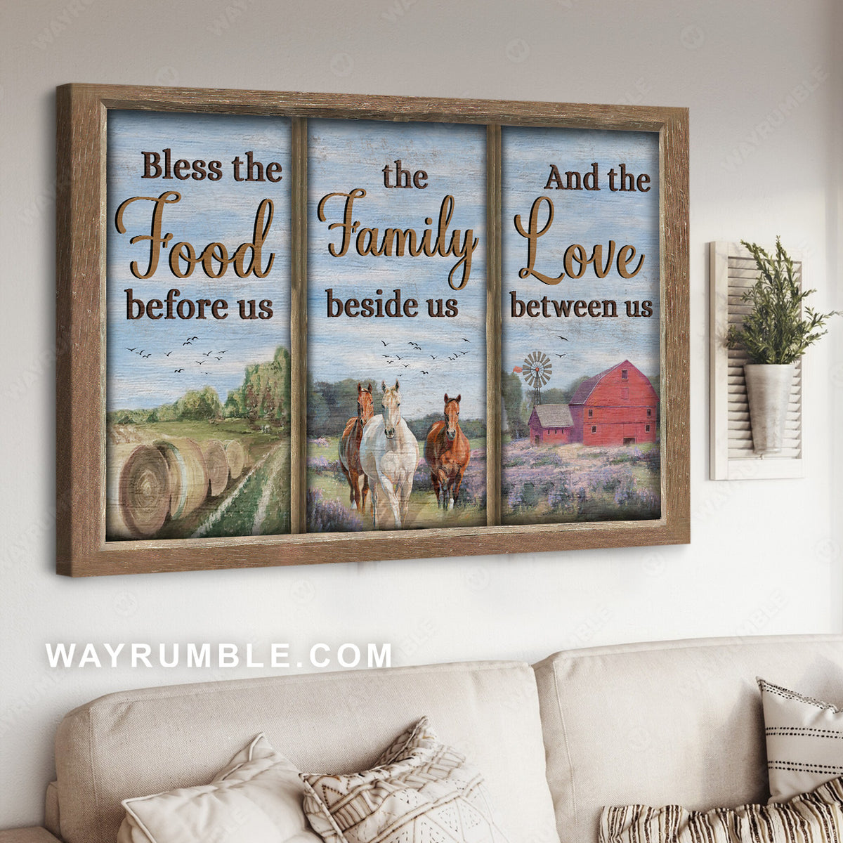 Peace farm, Quarter horse, Lavender field, Bless the food before us - Jesus Landscape Canvas Prints, Christian Wall Art