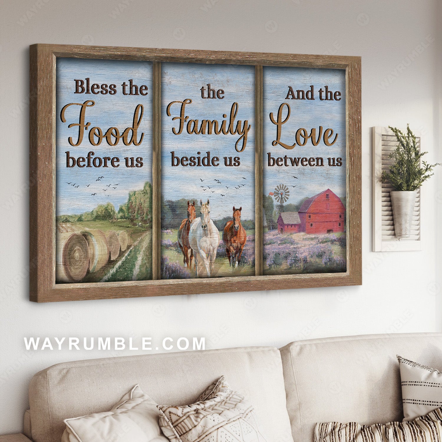 Peace farm, Quarter horse, Lavender field, Bless the food before us - Jesus Landscape Canvas Prints, Christian Wall Art