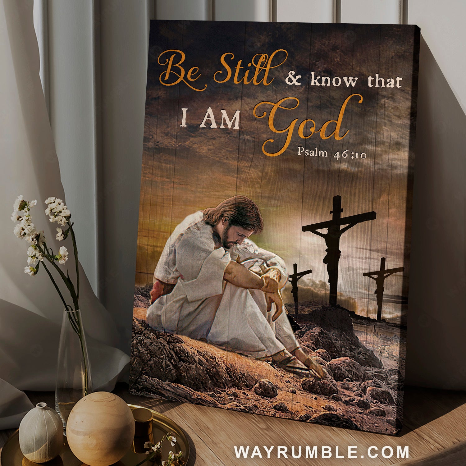 The life of Jesus, Jesus on the cross, Be still and know that I am God - Jesus Portrait Canvas Prints, Christian Wall Art