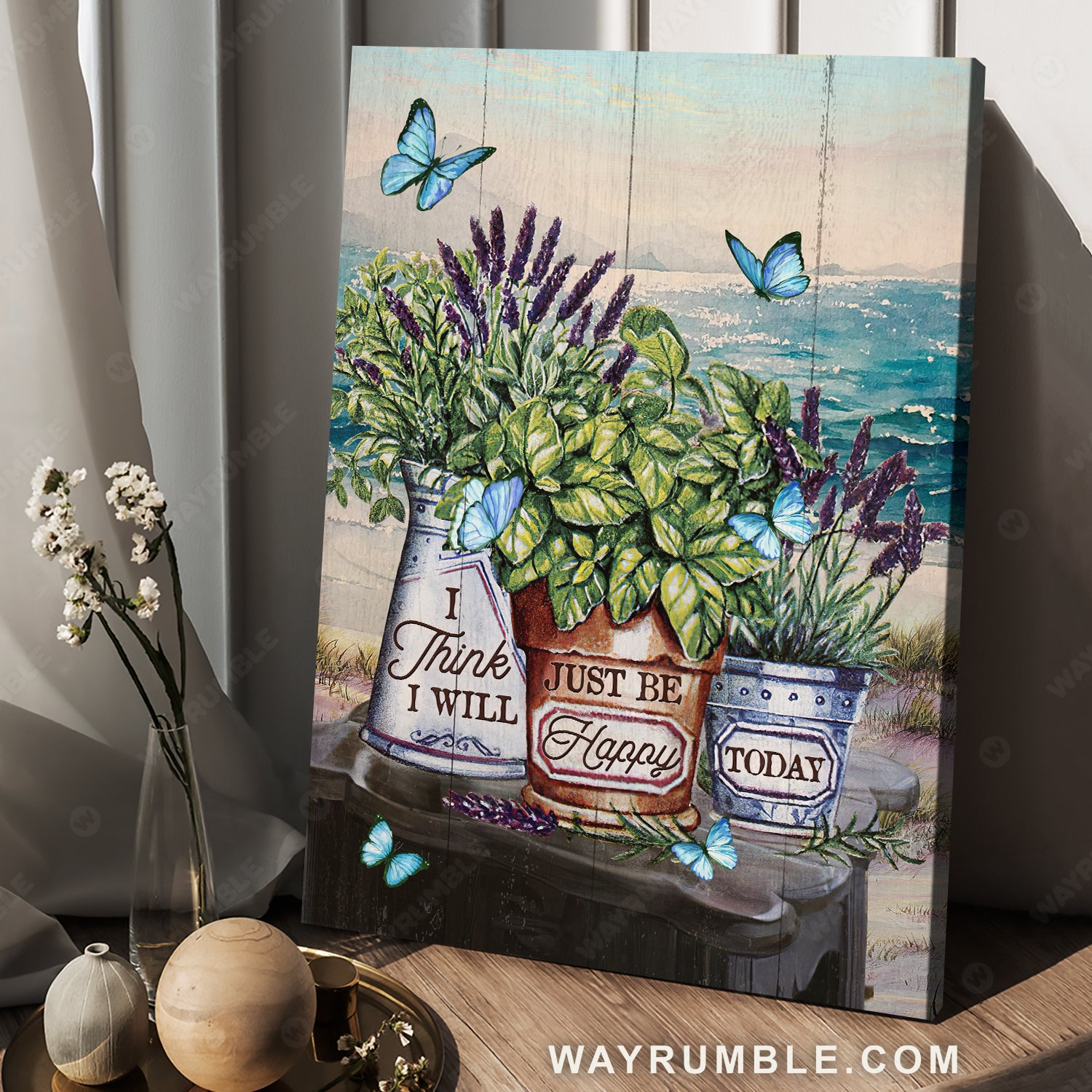 Lavender vase, Ocean view, Butterfly, I think I will just be happy today - Jesus Portrait Canvas Prints, Christian Wall Art