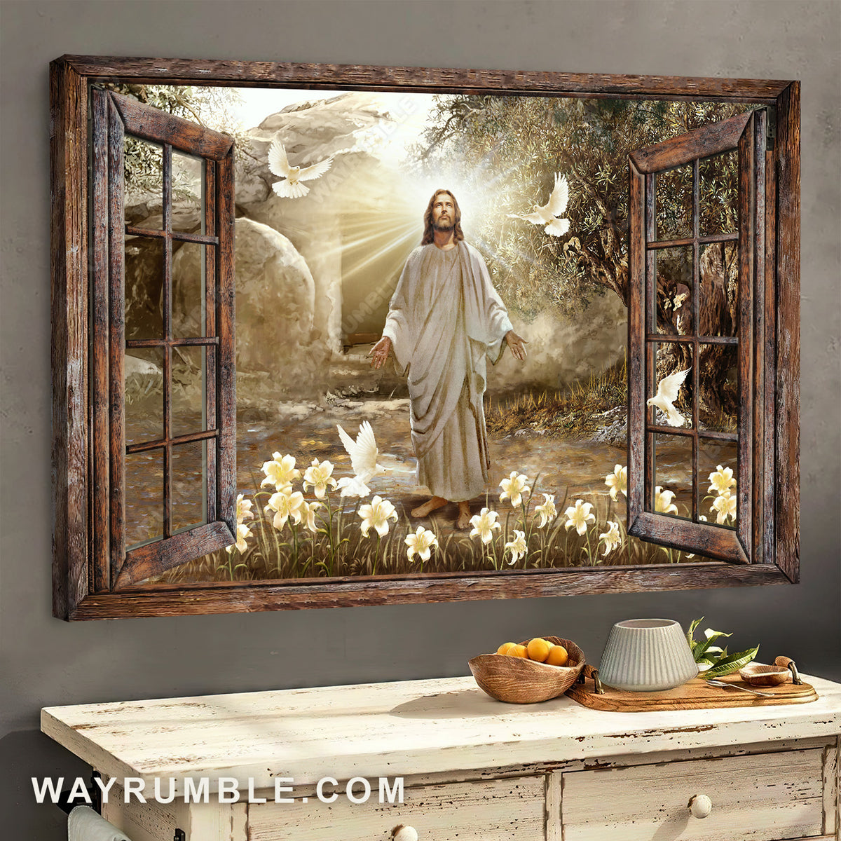 Jesus artwork, Lily garden, Infinite halo, Beautiful dove - Jesus Landscape Canvas Prints, Home Decor Wall Art
