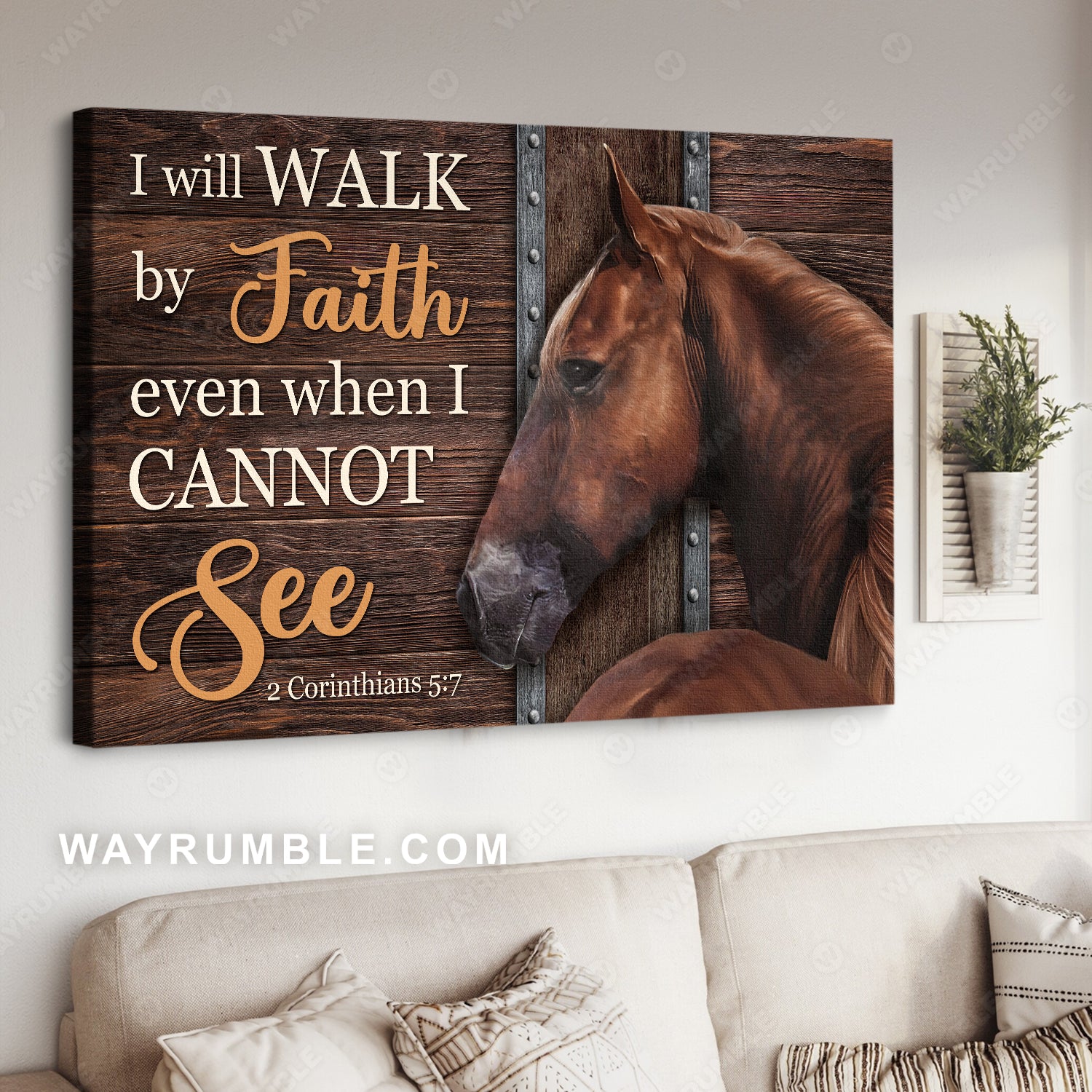 Face of horse, Quarter horse, Jesus painting, I will walk by faith - Jesus Landscape Canvas Prints, Home Decor Wall Art