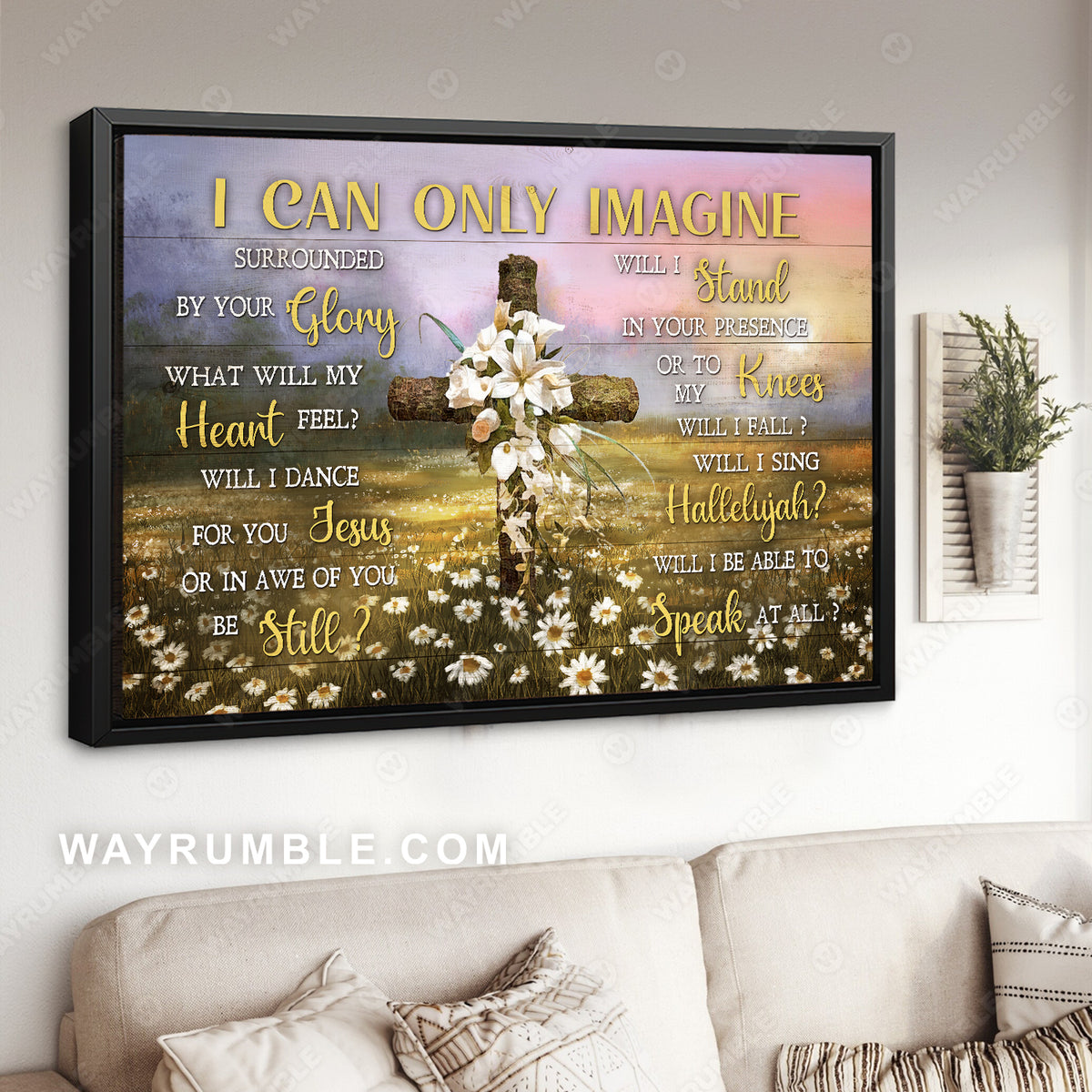 Beautiful lily, Wooden cross, Daisy field, Colorful sunset, I can only imagine - Jesus Landscape Canvas Prints, Christian Wall Art