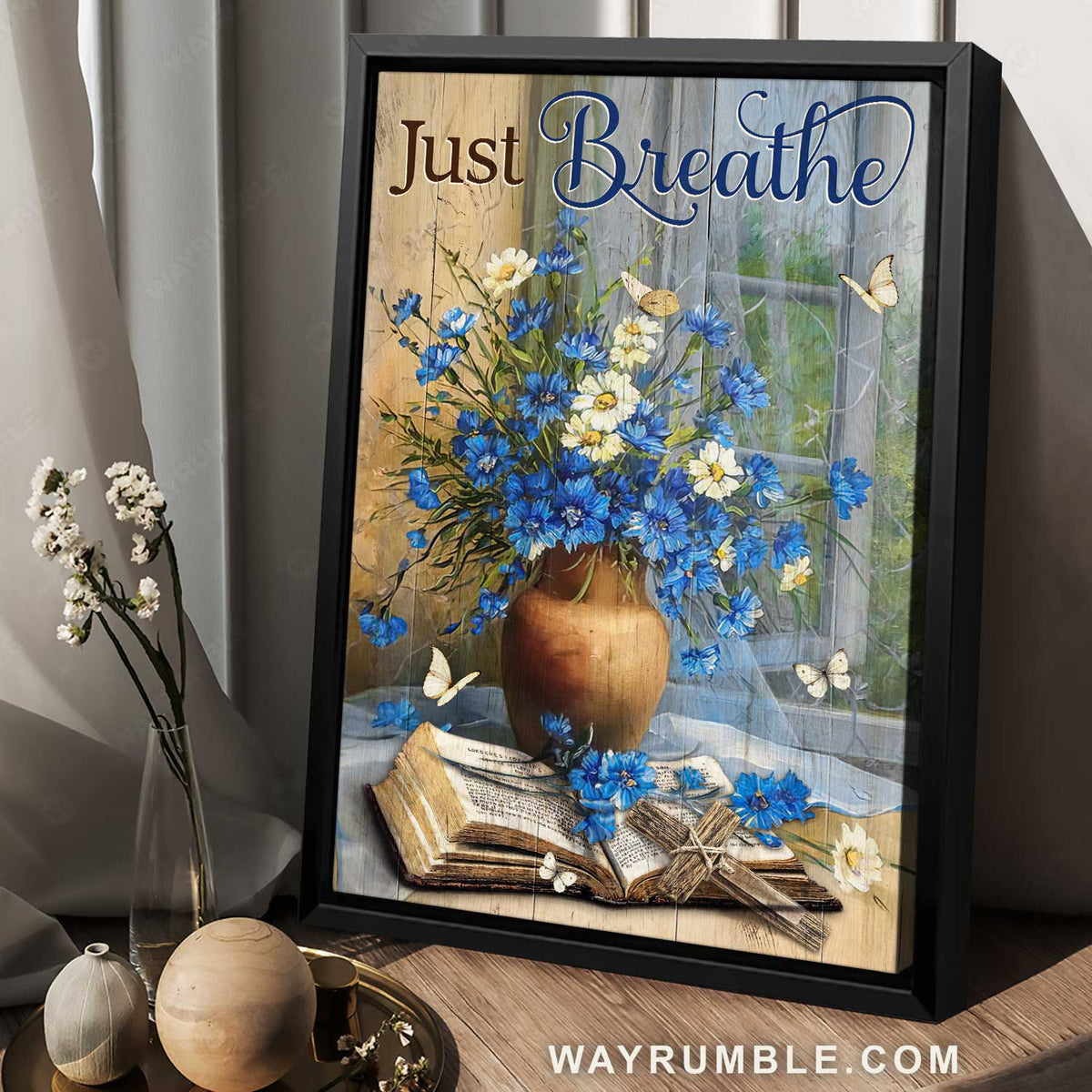 Unique flower, Summer garden, Antique bible, Just breathe - Jesus Portrait Canvas Prints, Home Decor Wall Art