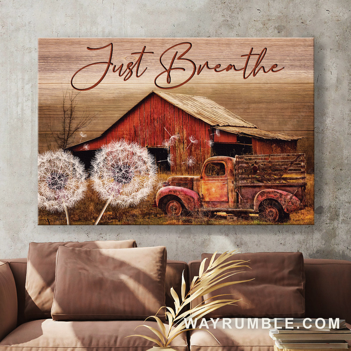 Pretty dandelion, Antique ladybug car, Old farm, Just breathe - Jesus Landscape Canvas Prints, Home Decor Wall Art