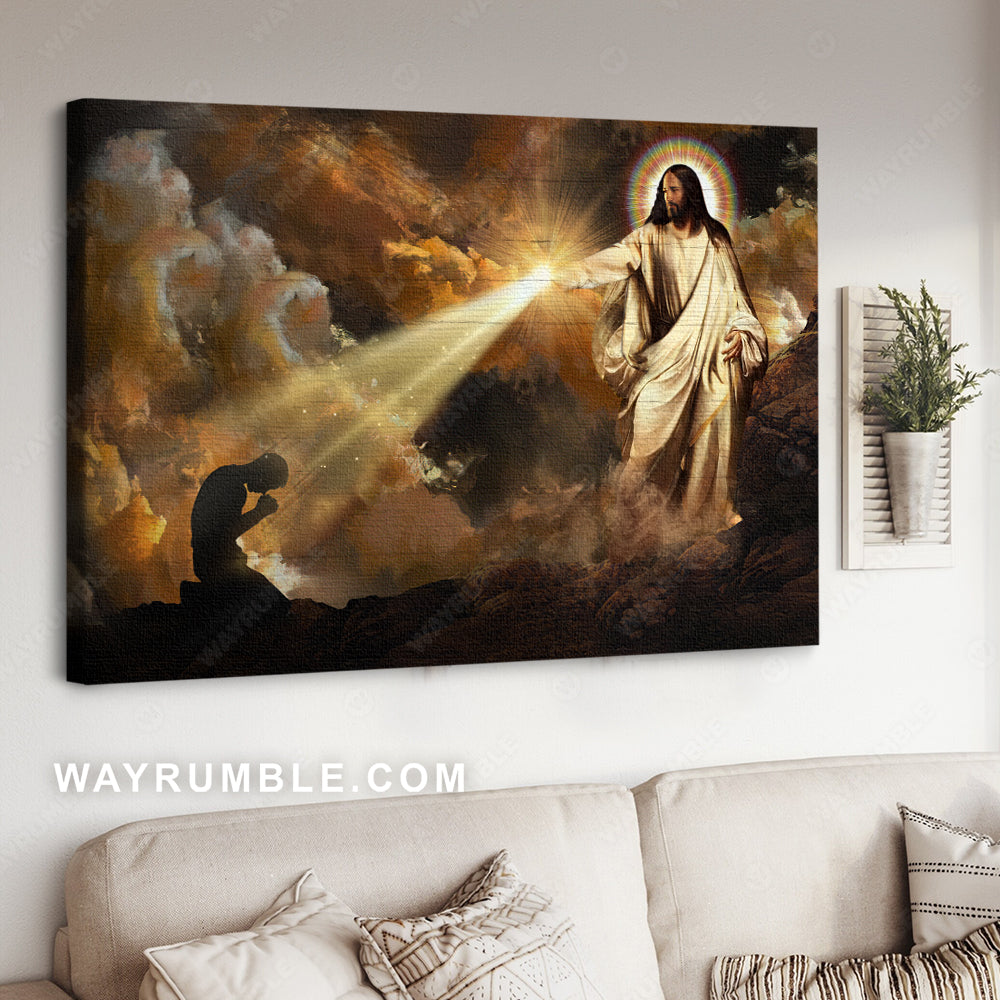 Amazing halo, Pray for healing, Walking with Jesus - Jesus Landscape Canvas Prints, Christian Wall Art