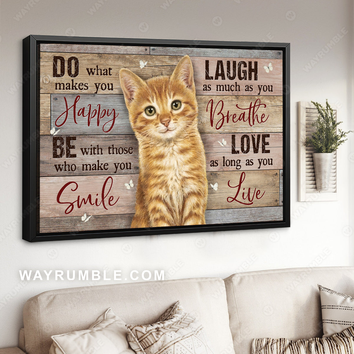 Little cat, Gift for cat lover, White butterfly, Do what makes you happy - Jesus Landscape Canvas Prints, Home Decor Wall Art