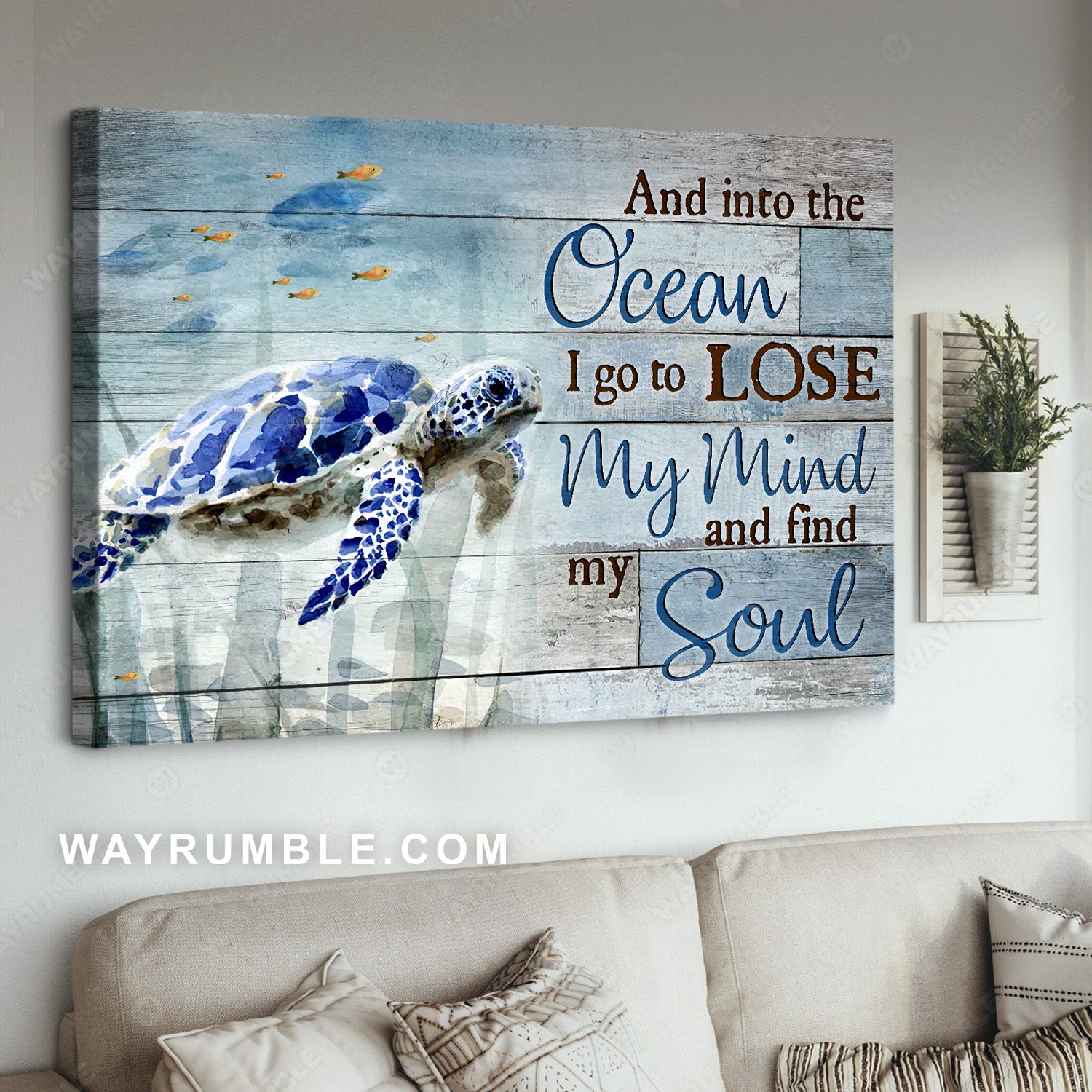 Blue sea turtle, Stunning ocean painting, And into the ocean - Jesus Landscape Canvas Prints, Home Decor Wall Art