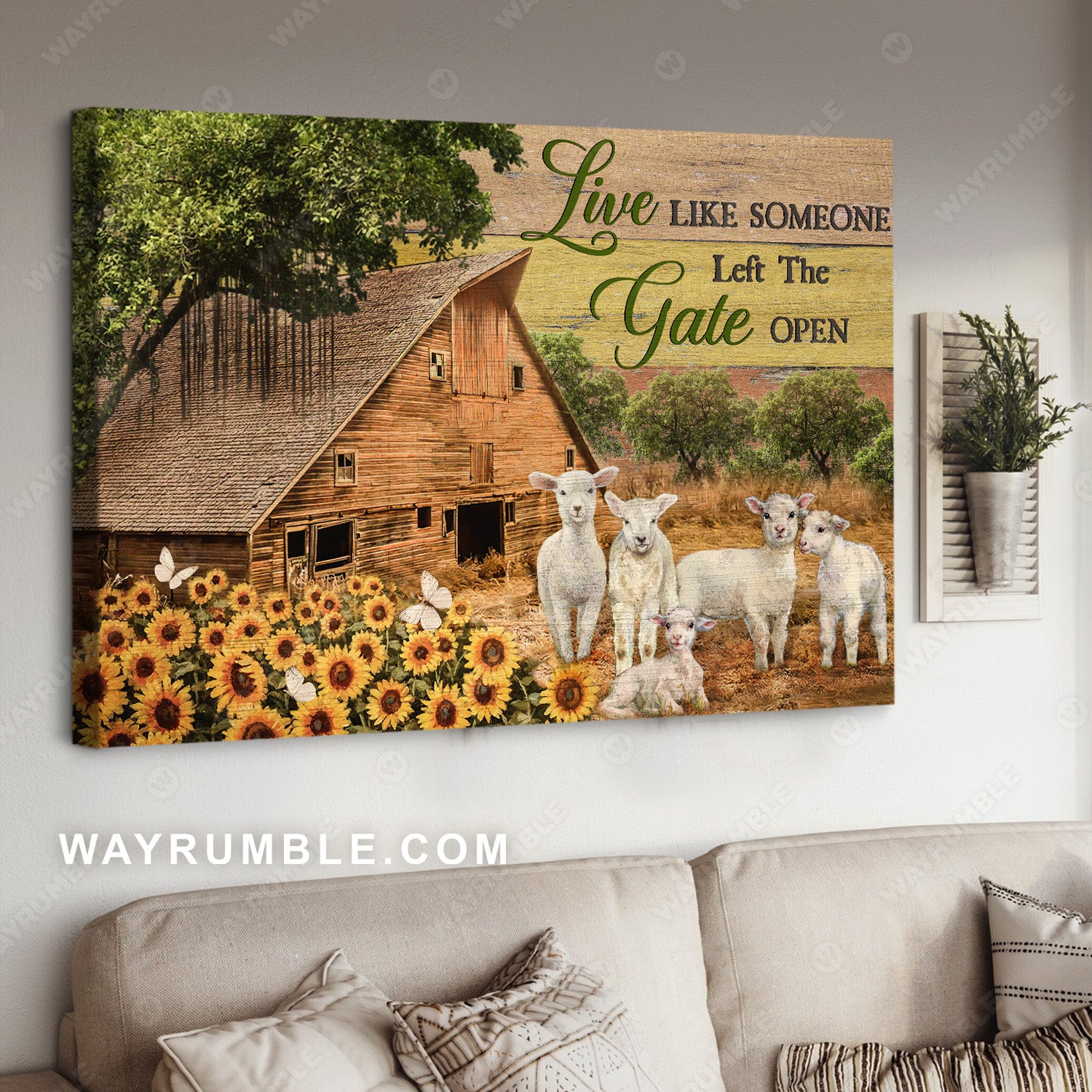 Special house, Little lamb, Sunflower garden, Live like someone - Jesus Landscape Canvas Prints, Home Decor Wall Art