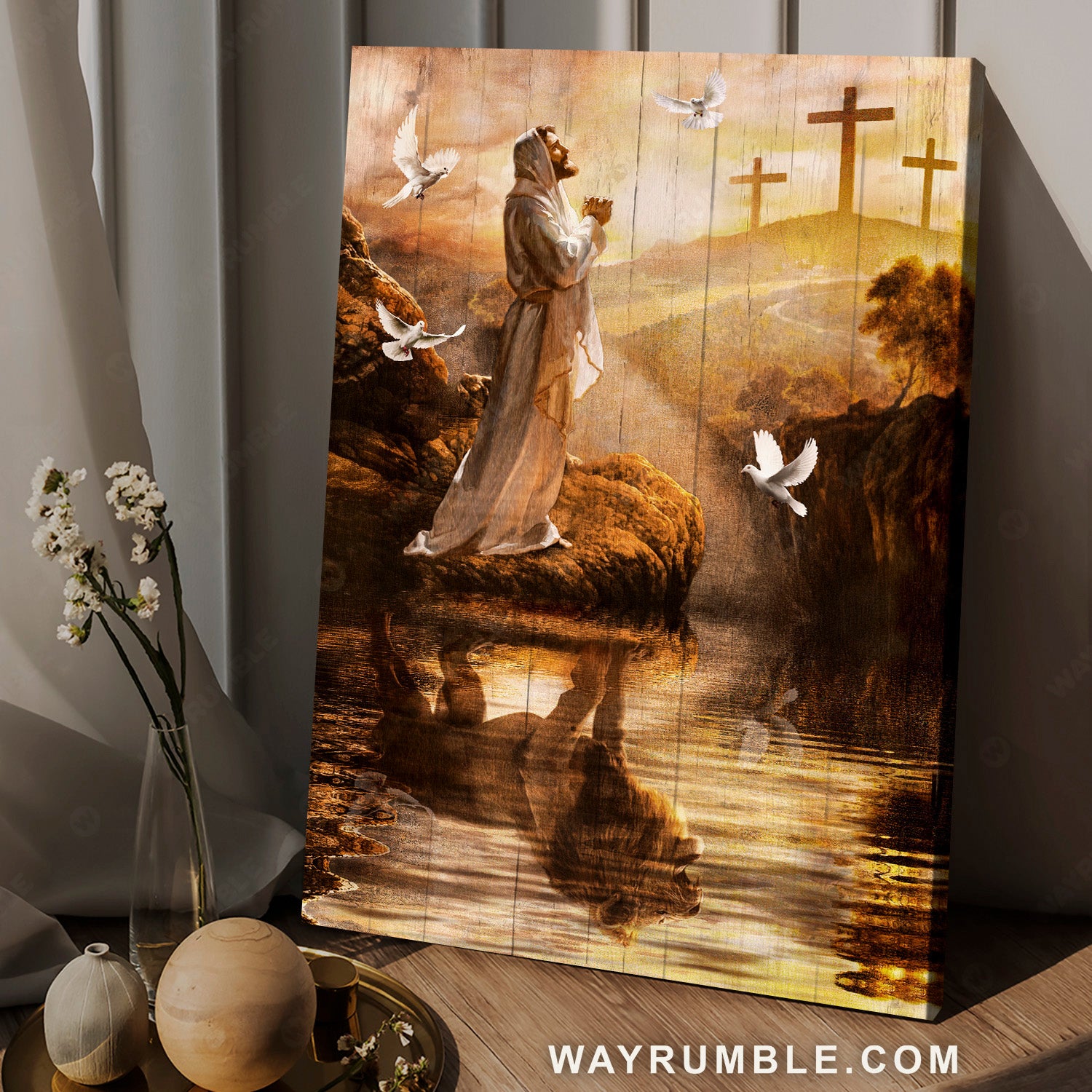 Pray for healing, Stunning countryside painting, White dove - Jesus Portrait Canvas Prints, Home Decor Wall Art