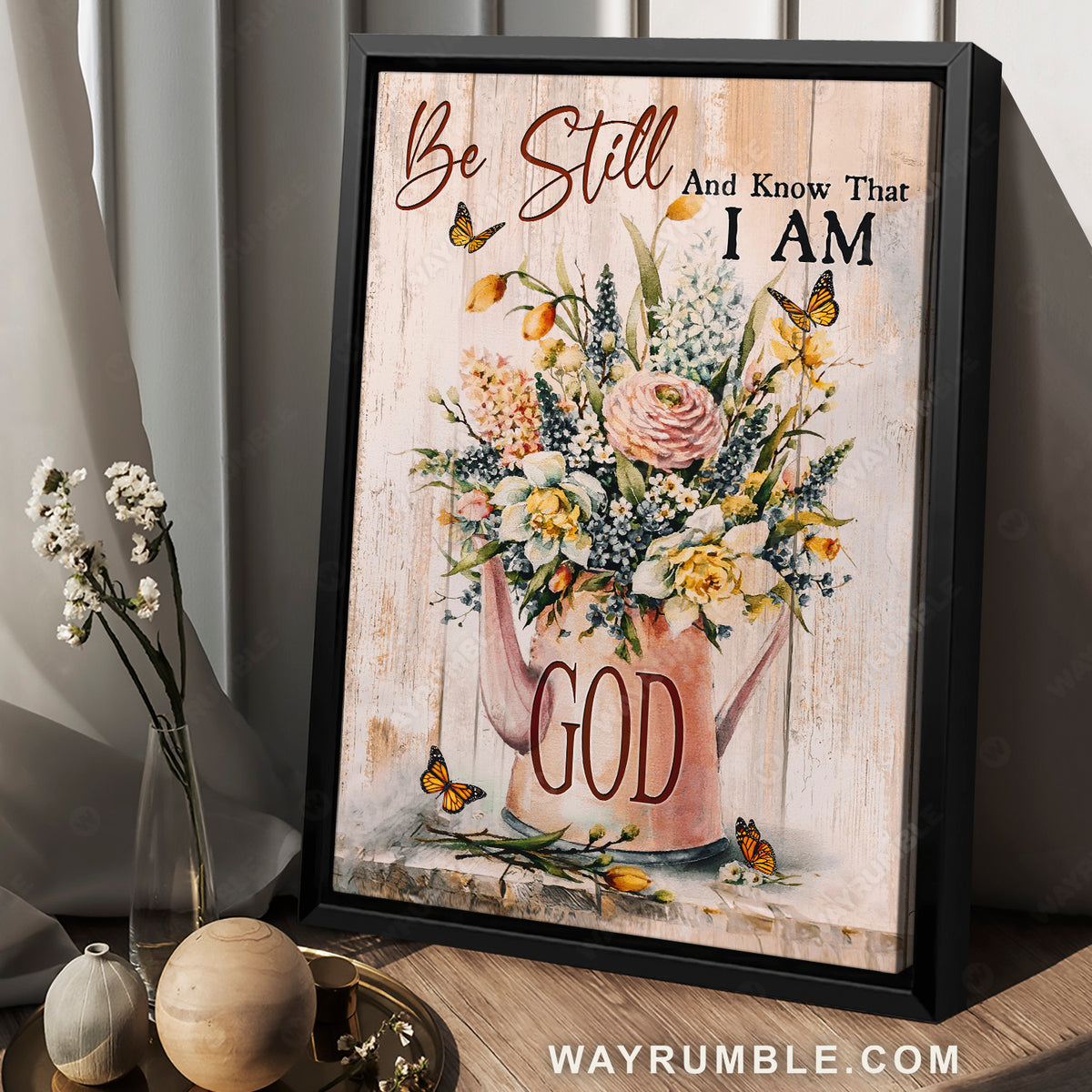 Wedding flower, Light pink background, Be still and know that I am God - Jesus Portrait Canvas Prints, Home Decor Wall Art