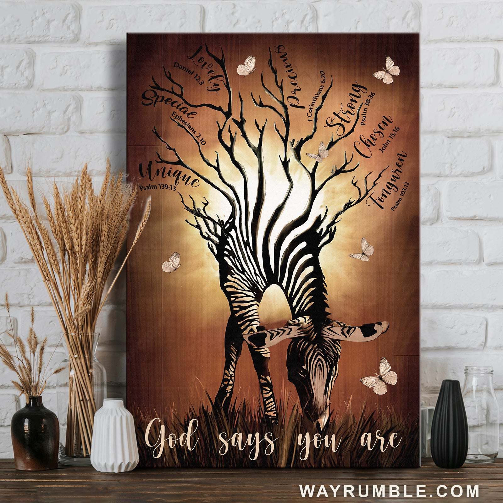 Zebra drawing, Stunning tree, White butterfly, God says you are unique - Jesus Portrait Canvas Prints, Home Decor Wall Art