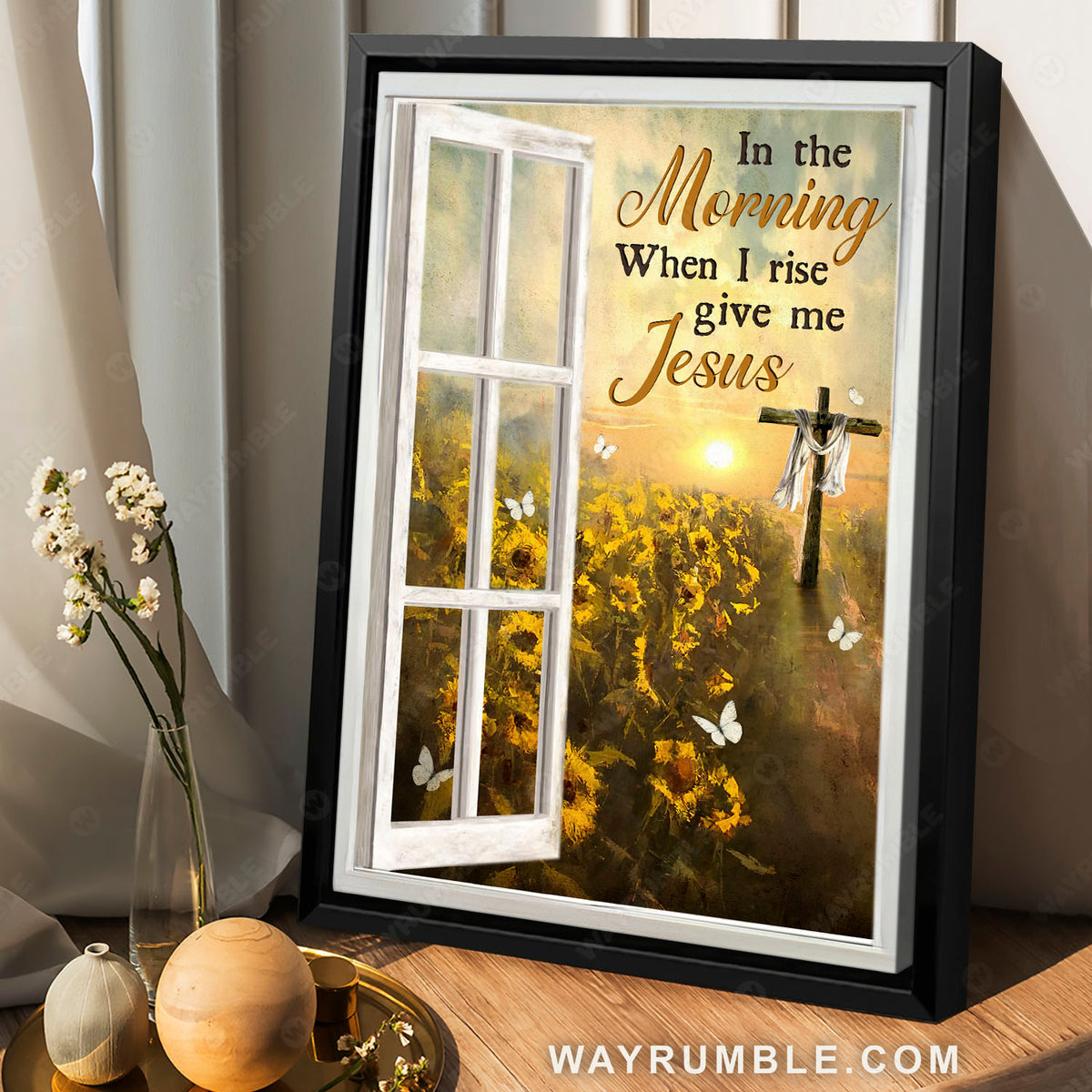 The cross, Beautiful sunflowers, In the morning when I rise give me Jesus - Jesus Portrait Canvas Prints, Christian Wall Art