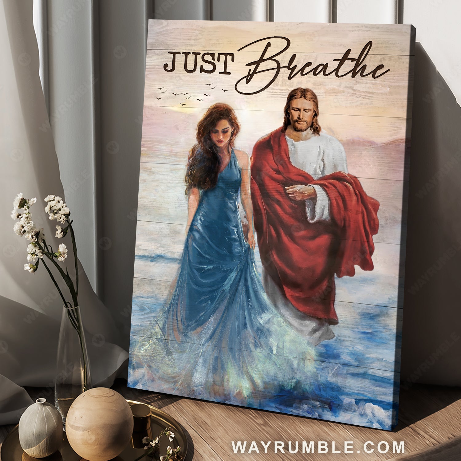 Jesus calls, Beautiful girl, Walking with Jesus, Just breathe - Jesus Portrait Canvas Prints, Christian Wall Art