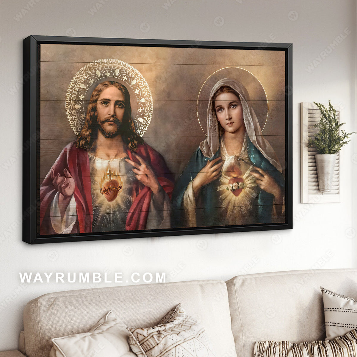 Stunning Maria painting, The life of Jesus, Amazing hearts - Jesus Landscape Canvas Prints, Home Decor Wall Art