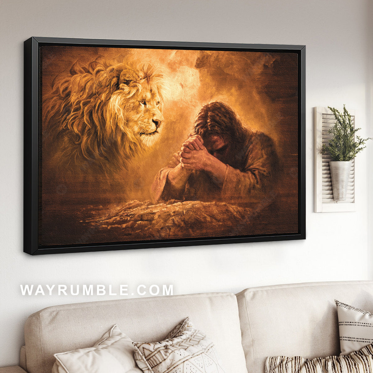 Pray with Jesus, Pray for healing, Lion of Judah, Amazing background - Jesus Landscape Canvas Prints, Home Decor Wall Art