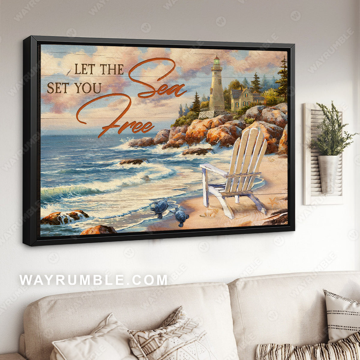 Peace drawing, Ocean view, Pretty lighthouse, Let the sea set you free - Jesus Landscape Canvas Prints, Christian Wall Art