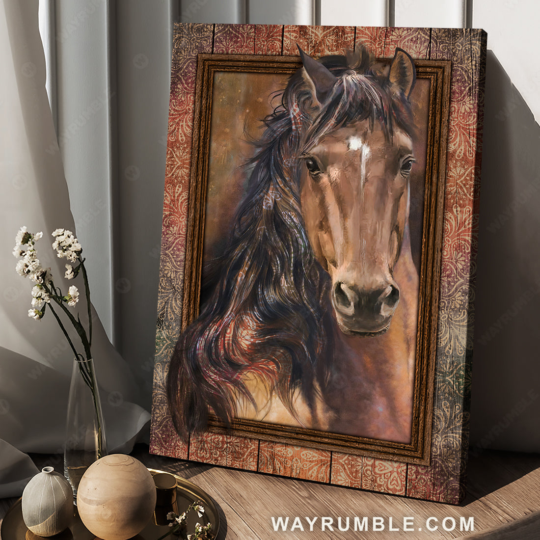 Face of horse, Quarter horse, Jesus symbol, Vintage window - Jesus Portrait Canvas Prints, Christian Wall Art