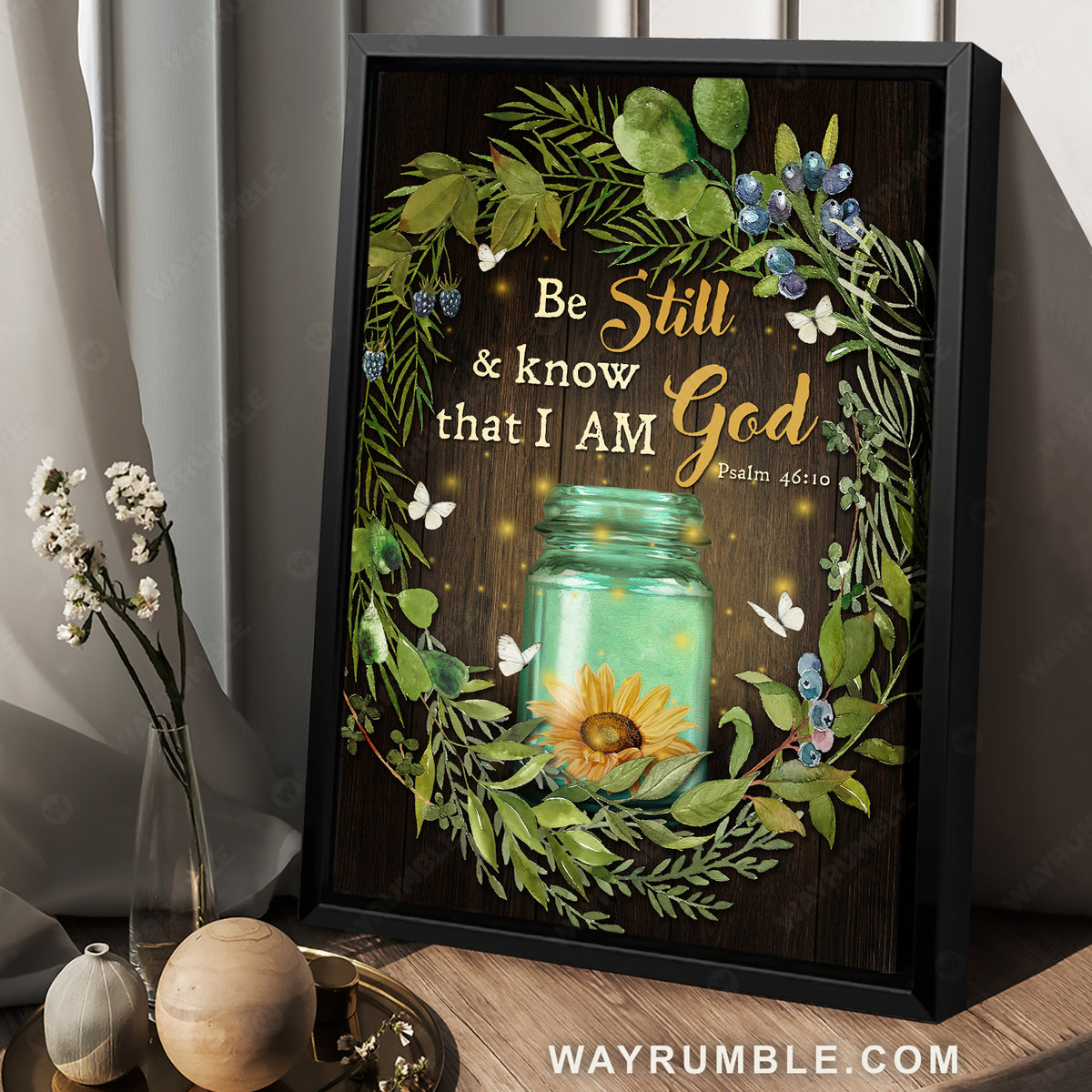 Firefly painting, Cranberry wreath, Magic bottle, Be still and know that I am God - Jesus Portrait Canvas Prints, Christian Wall Art