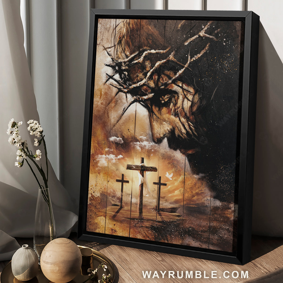 Jesus painting, Crown of thorn artwork, Stunning sunset, Awesome cross - Jesus Portrait Canvas Prints, Home Decor Wall Art