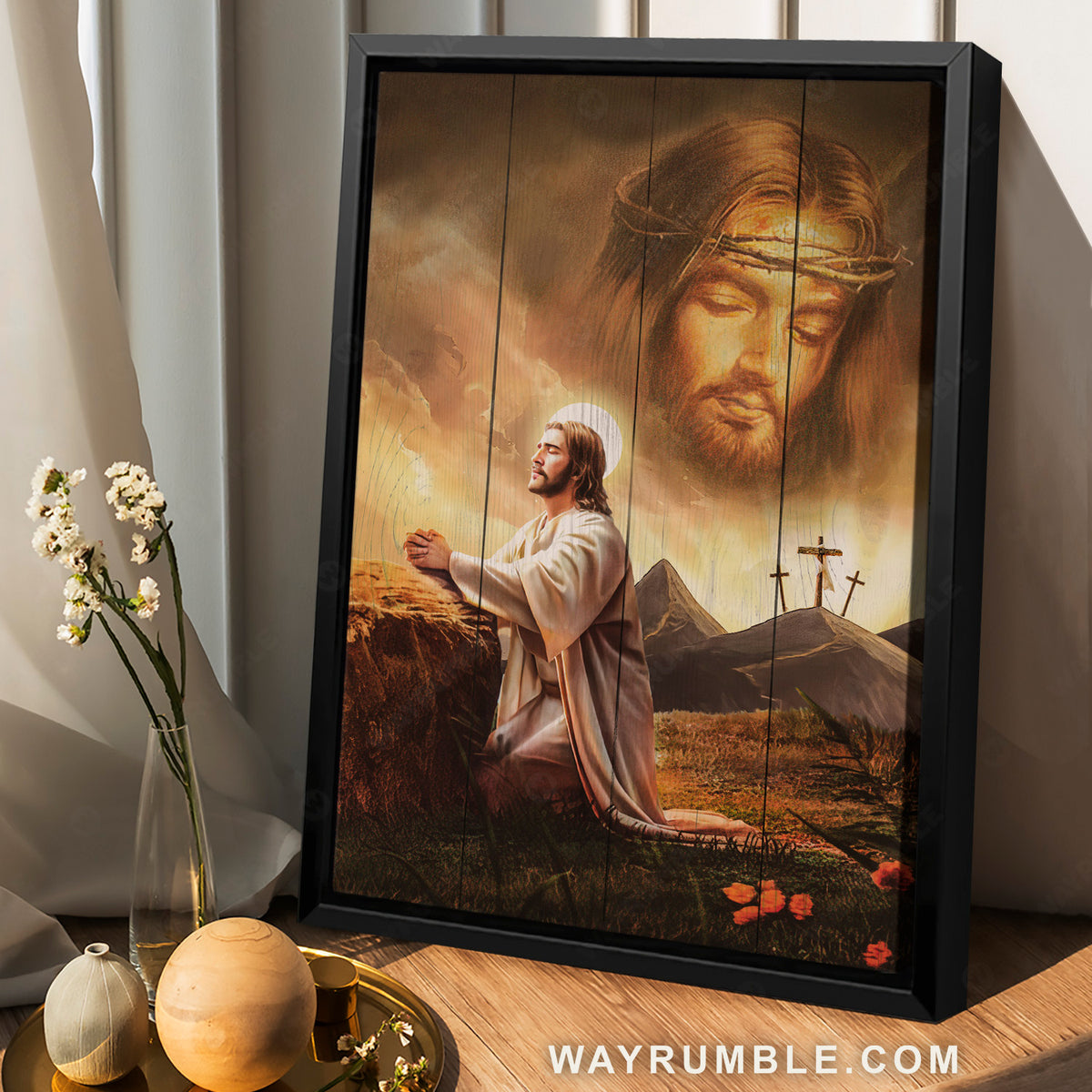Amazing scene, Pray for healing, Orange sunset, Stunning Jesus face - Jesus Portrait Canvas Prints, Home Decor Wall Art