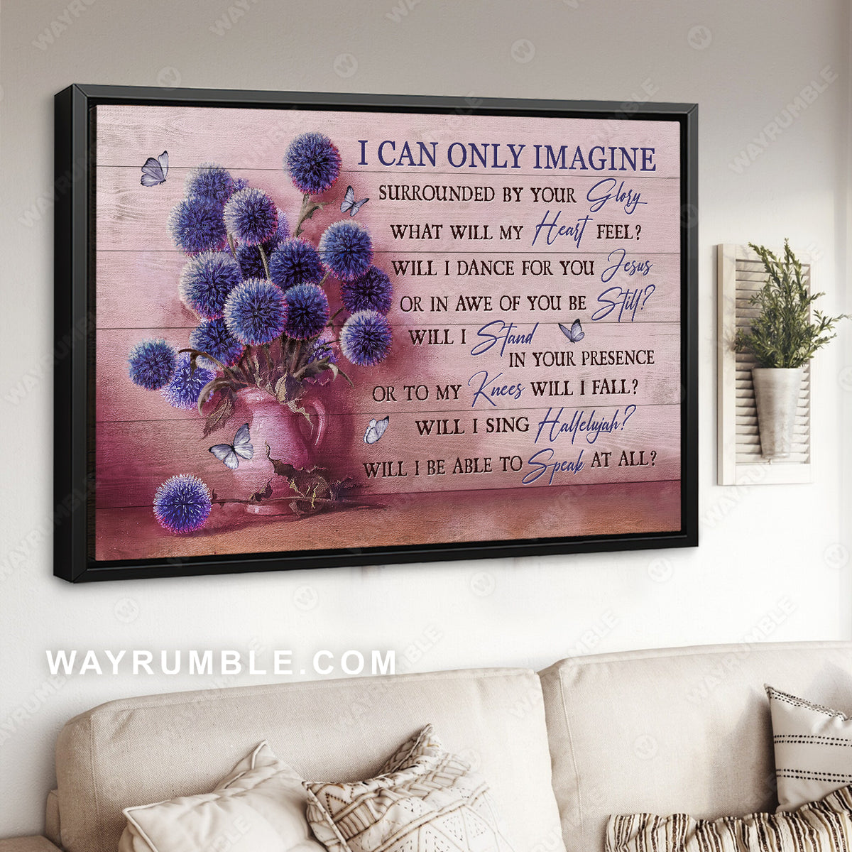 Unique purple flower, Pretty butterfly, Still life drawing, I can only imagine - Jesus Landscape Canvas Prints, Home Decor Wall Art