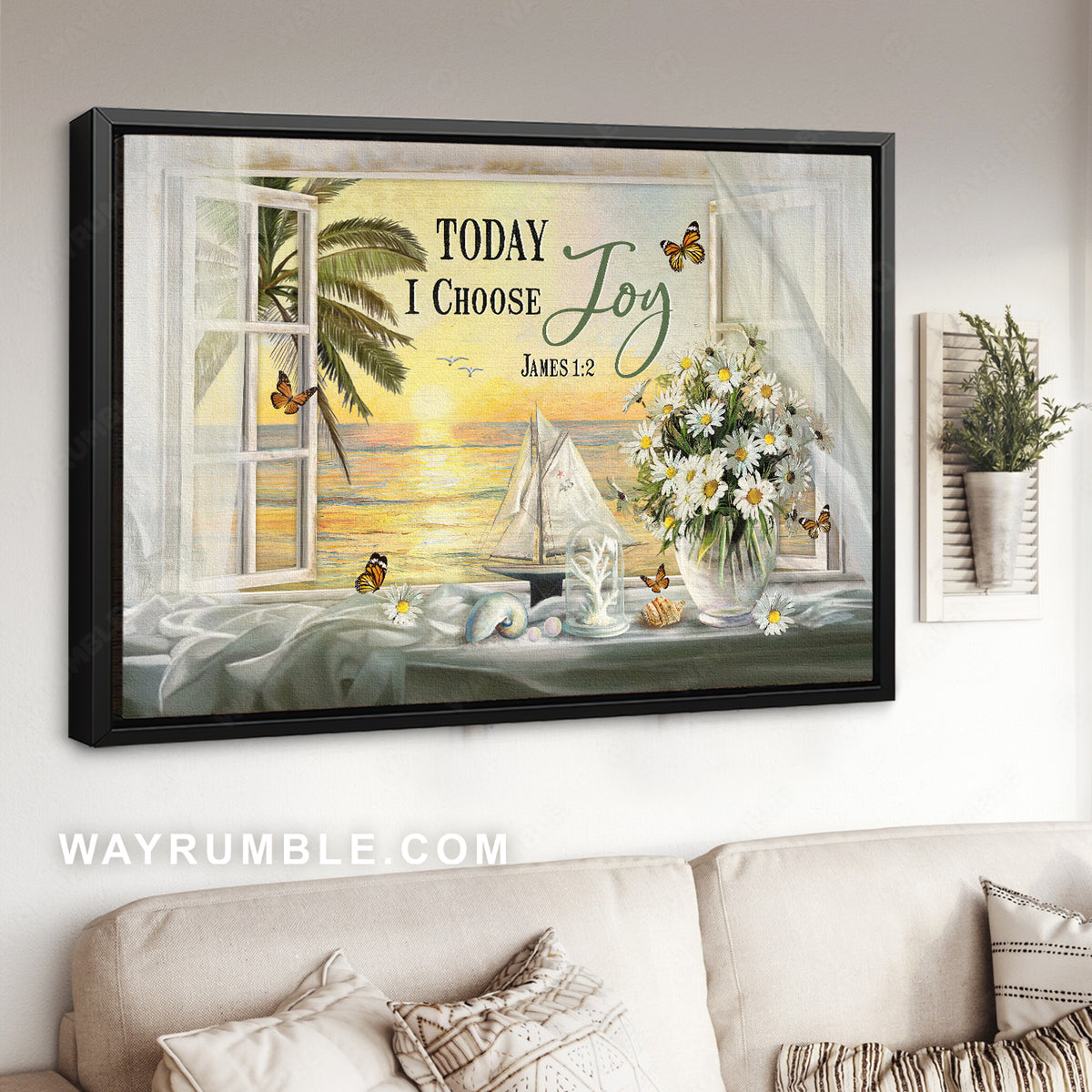 Beautiful day, Sunset drawing, Daisy, Today I choose joy - Jesus Landscape Canvas Prints, Christian Wall Art