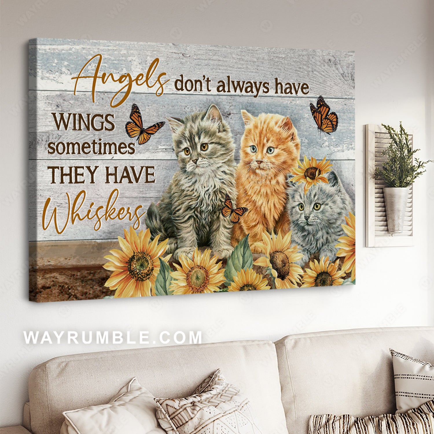 Sunflower field, Cute cat drawing, Angels don't always have wings - Jesus Landscape Canvas Prints, Christian Wall Art